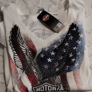 Harley-Davidson White and Blue Eagle Tee